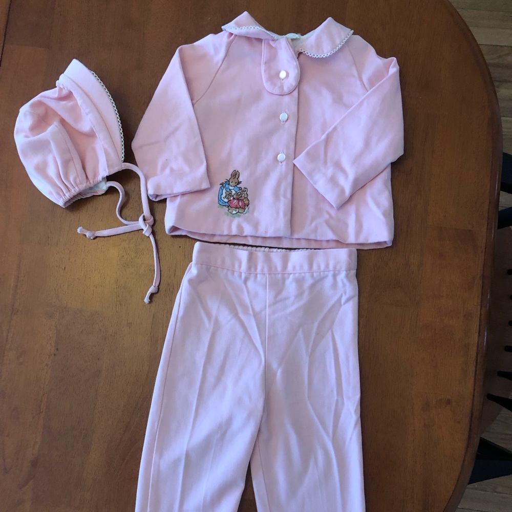Vintage Pink jacket, pants and hat . Size 24 months